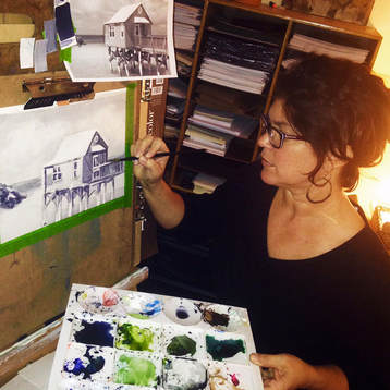 Caryn Dahm teaching watercolor art classes in Oviedo/Winter Springs from her home studio