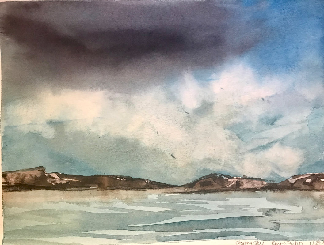 Painting a stormy sky in watercolors