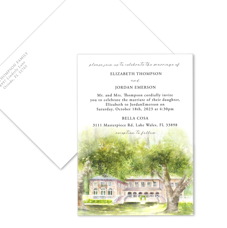 custom watercolored wedding invitations