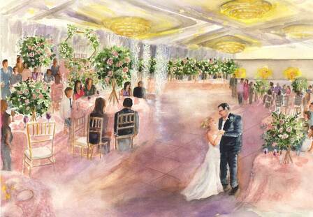 Caryn Dahm live wedding painting at The Alfond Inn, Winter Park, FL