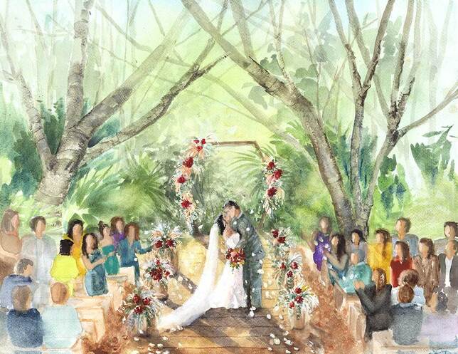 Cross Creek Ranch Wedding Venue, Dover, FL Live Painting by Caryn Dahm