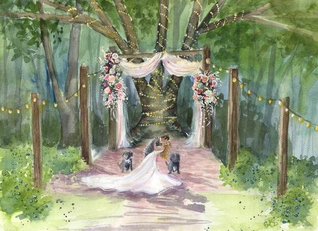 Textured Watercolor Mosaic - Live Wedding Painting Orlando, FL and