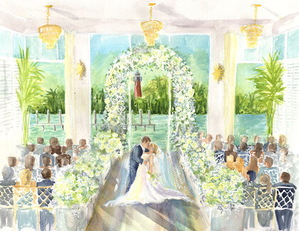 Live wedding painting in Jupiter, Florida, destination weddings