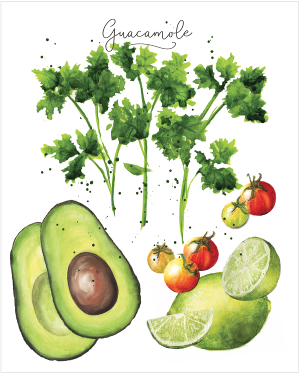guacamole art print in watercolors