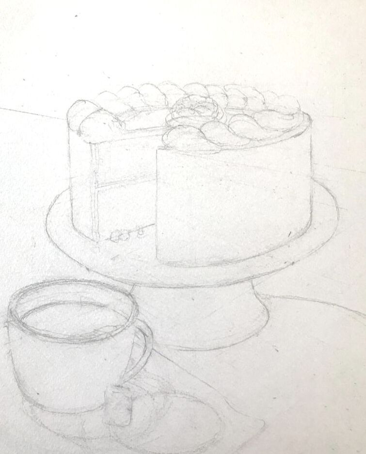 perspective drawing of cake 