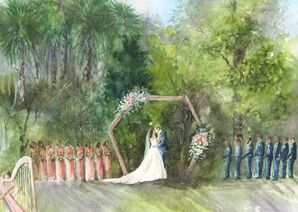 Live wedding painting and custom art by Caryn Dahm in the central florida area as well as North Florida, Live paintings in Palm Beach and live wedding paintings in Sarasota