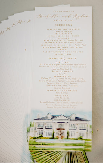Luxury Florida wedding watercolored wedding programs