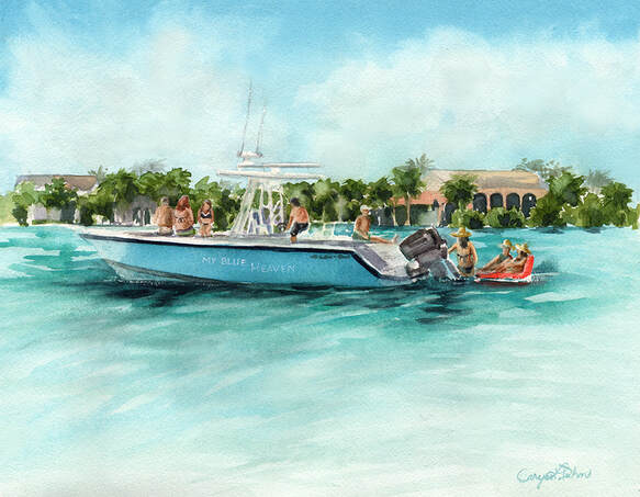 Custom boat painting by Caryn Dahm