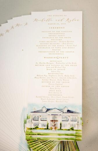 Luxury Florida wedding watercolored wedding programs