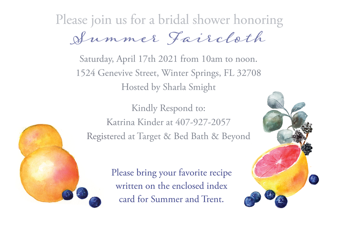 Custom bridal shower invitations and recipe cards